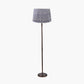 Piero Antique Bronze Metal Candlestick Floor Lamp Base with Vienna 45cm Blue Chevron Mushroom Pleat Lampshade