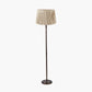 Piero Antique Bronze Metal Candlestick Floor Lamp Base with Vienna 45cm Taupe Chevron Mushroom Pleat Lampshade