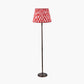 Piero Antique Bronze Metal Candlestick Floor Lamp Base with Kamilah 45cm Red Chevron Patterned Mushroom Pleat Tapered Lamp Shade