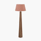 Esha Natural Conical Wood Floor Lamp Base with Milos 50cm Apricot Linen Tapered Lampshade