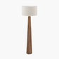 Esha Natural Conical Wood Floor Lamp Base with Rouen 50cm White Boucle Cylinder Lampshade