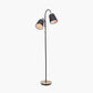 Juna Black Metal and Natural Wood Two Head Floor Lamp