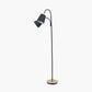 Juna Black Metal and Natural Wood Two Head Floor Lamp