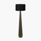 Arbor Verdi Gris Metal Conical Floor Lamp Base with Lino 45cm Black Self Lined Linen Cylinder Lampshade