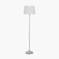 Auden Silver Metal Stick Floor Lamp Base with Adelaide 35cm Ivory Tapered Cotton Mix Lampshade