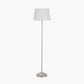 Auden Silver Metal Stick Floor Lamp Base with Adelaide 35cm Ivory Tapered Cotton Mix Lampshade