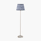 Auden Silver Metal Stick Floor Lamp Base with Kamilah 35cm Blue Chevron Patterned Mushroom Pleat Tapered Lamp Shade