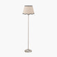 Auden Silver Metal Stick Floor Lamp Base with Tabitha 40cm Cream Jute Scalloped Edge Tapered Lamp Shade with Contrast Binding