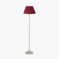 Auden Silver Metal Stick Floor Lamp Base with Malia 40cm Mulberry Red Mushroom Pleat Scalloped Tapered Lamp Shade