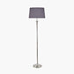Salvatore Antique Silver Metal Floor Lamp Base with Winston 45cm Grey Handloom Tapered Lampshade