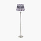 Salvatore Antique Silver Metal Floor Lamp Base with Izara 45cm Lilac Ikat Patterned Mushroom Pleat Tapered Lampshade
