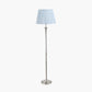 Salvatore Antique Silver Metal Floor Lamp Base with Thiago 45cm Ocean Blue Stripe Mushroom Pleat Tapered Lampshade