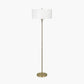 Seraphine Matt Antique Brass Metal and White Cotton Mix Scallop Shaded Floor Lamp