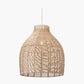 Caswell Natural Rattan Cloche Non Elec Pendant with Brushed Chrome Ceiling Fitting E27