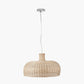 Caswell Natural Rattan Dome Pendant with Brushed Chrome Ceiling Fitting E27