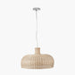 Caswell Natural Rattan Dome Non Elec Pendant with Brushed Chrome Ceiling Fitting E27