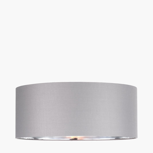 Elin 55cm Steel Grey Poly Cotton and Silver Lining Cylinder Shade