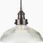 Bowery Large Ribbed Glass with Antique Bronze Fitting Elec Pendant
