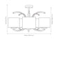 Arcadia Silver Metal Curved 5 Arm Semi Flush Pendant