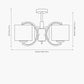 Arcadia Silver Metal Curved 3 Arm Semi Flush Pendant