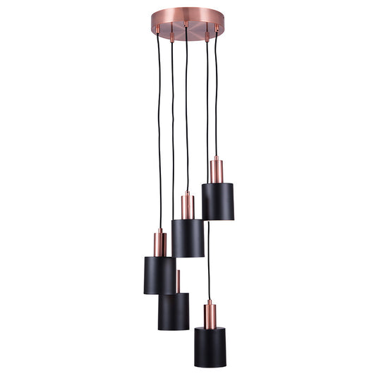 Biba Black and Antique Copper 5 Drop Pendant