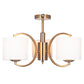 Arcadia Satin Brass Metal Curved 3 Arm Semi Flush Pendant