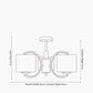 Arcadia Satin Brass Metal Curved 3 Arm Semi Flush Pendant