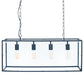 Llewellyn Matt Black Metal and Glass 4 Bulb Pendant