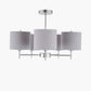 Plaza Silver Metal and Grey Linen 5 Arm Pendant