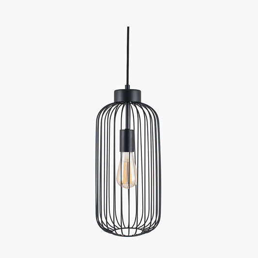 Dania Matt Black Metal Wire Tall Pendant