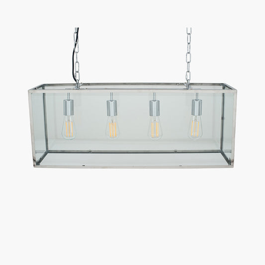 Llewellyn Silver Metal and Glass 4 Bulb Pendant