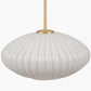 Emilia White Glass and Gold Metal Ribbed Oval Pendant