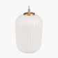Alessia White Glass and Gold Metal Ribbed Glass Pendant