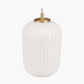 Alessia White Glass and Gold Metal Ribbed Glass Pendant