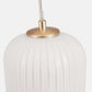 Alessia White Glass and Gold Metal Ribbed Glass Pendant