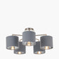Elin Brushed Silver and Steel Grey 5 Light Pendant