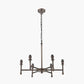 Piero Antique Bronze Metal 6 Arm Pendant with Pelham 15cm White Handloom Tapered Candle Clip Lampshades