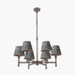 Piero Antique Bronze Metal 6 Arm Pendant with Vienna 16cm Black Chevron Mushroom Pleat Lampshade