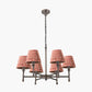 Piero Antique Bronze Metal 6 Arm Pendant with Vienna 16cm Red Chevron Mushroom Pleat Lampshade