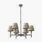 Piero Antique Bronze Metal 6 Arm Pendant with Vienna 16cm Taupe Chevron Mushroom Pleat Lampshade