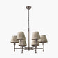 Piero Antique Bronze Metal 6 Arm Pendant with Vienna 16cm Taupe Chevron Mushroom Pleat Lampshade