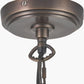 Piero Antique Bronze Metal 6 Arm Pendant with Kamilah 16cm Blue Chevron Patterned Mushroom Pleat Tapered Lamp Shade