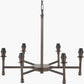 Piero Antique Bronze Metal 6 Arm Pendant with Kamilah 16cm Red Chevron Patterned Mushroom Pleat Tapered Lamp Shade