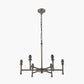 Piero Antique Bronze Metal 6 Arm Pendant with Garbo 15cm Cream Silk Mix Pinch Pleat Tapered Candle Clip Lampshades