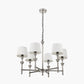 Salvatore Antique Silver Metal 6 Arm Pendant with Pelham 15cm White Handloom Tapered Candle Clip Lampshades