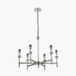 Salvatore Antique Silver Metal 6 Arm Pendant with Izara 16cm Lilac Ikat Patterned Mushroom Pleat Tapered Lampshade