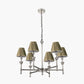 Salvatore Antique Silver Metal 6 Arm Pendant with Malia 18cm Olive Green Mushroom Pleat Scalloped Tapered Lamp Shade