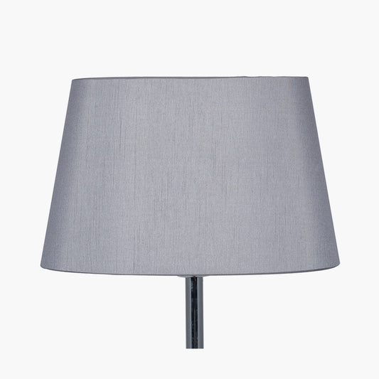 Martha 30cm Steel Grey Oval Silk Mix Tapered Lampshade