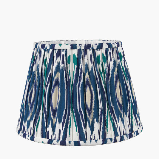 Izara 45cm Ocean Blue Ikat Patterned Mushroom Pleat Tapered Lampshade