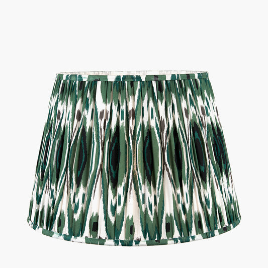 Izara 45cm Racing Green Ikat Patterned Mushroom Pleat Tapered Lampshade